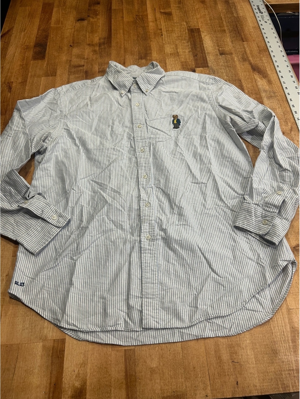 Vintage Ralph Lauren Classic Fit XL Button-Down Shirt with Bear Embroidery